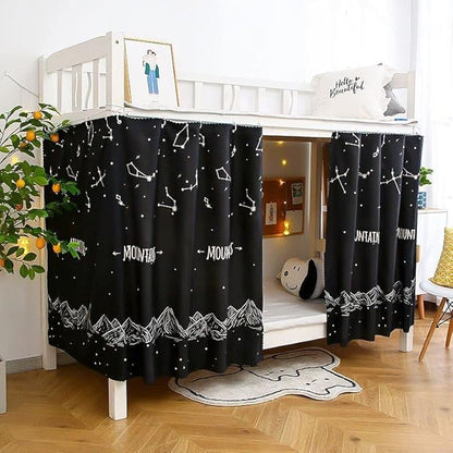 Bottom Bunk Bed Curtains Privacy Cloth Underbed Curtains for Low Loft Bed Twin, 2 Panels, Mountains