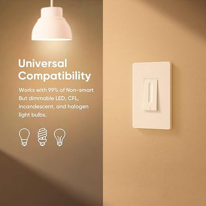 TREATLIFE Smart Dimmer Switch, Single-Pole Smart Switch for Dimmable Bulbs, 2.4GHz WiFi Smart Light Switch Works with Alexa and Google Home, APP Remote Control, Neutral Wire Required