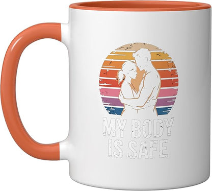 Breathing Relaxation Stress Relief Vagus Nerve Stimulation Ceramic Mug, Orange/White