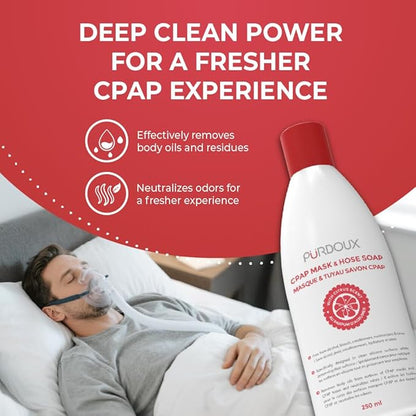PURDOUX™ CPAP Mask & Hose Cleaning Soap (Pack of 3 Bottles, 250 ml / 8.4 oz Each) (3 x Grapefruit-Lemon Scent)