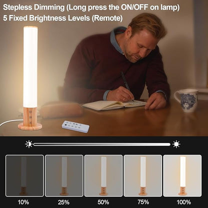 Light Therapy Lamp - 10000 Lux Full Spectrum Sun Lamp, 3 Color Temperatures & 670nm Red Light, Touch/Remote Control, Stepless Dimming, USB Charging, GlowPillar Sunlight Lamp for Home Office