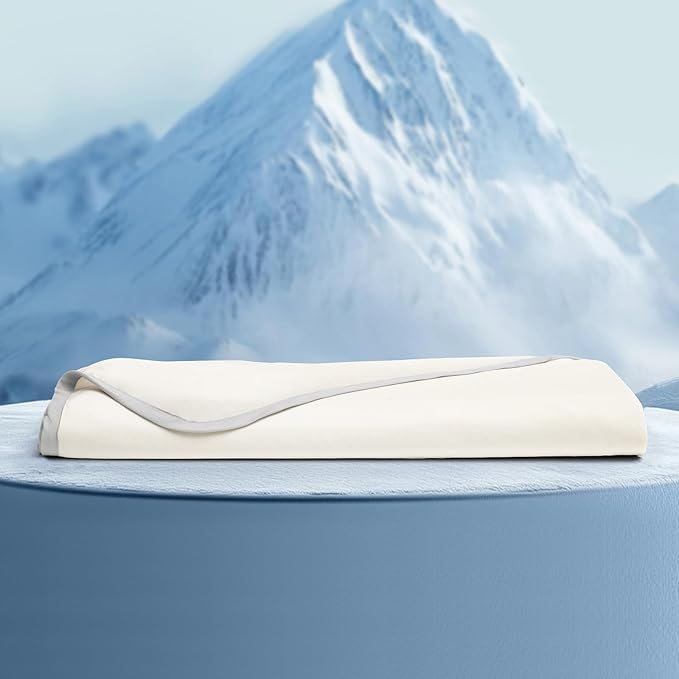 PHF Double Cooling Throw Blanket for Hot Sleepers, Arc-Chill Q-Max>0.5 with Double Cooling, Summer Blanket Absorbs Heat to Keep Cool All Night for Night Sweats (Cannoli Cream, 50''x60'')