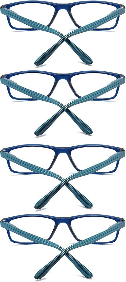 Reading Glasses Blue Light Blocking for Men Women,Rectangular Frame Computer Readers with Spring Hinge