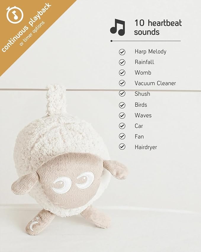 Sweet Dreamers, Rechargeable Ewan Deluxe, Beige | Baby & Toddler White Noise Sound Machine | Cry Sensor & Nightlight | 10 Soothing Sounds | Continuous or Timer Playback | Machine Washable