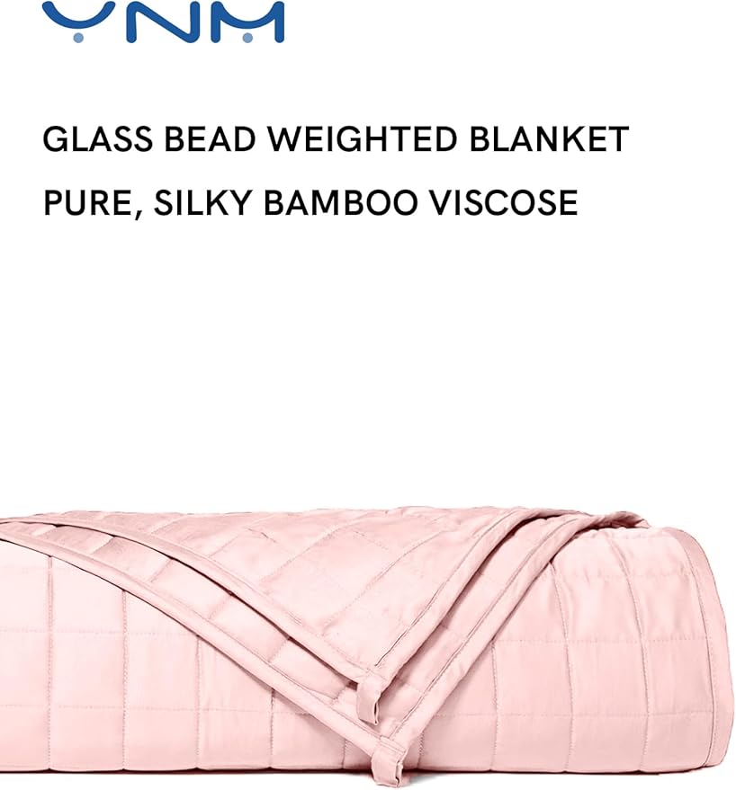 YnM Cooling Weighted Blanket for Adults, 12lbs Heavy Bed Throw for One Person of 110lbs, Perfect for Hot Sleepers or Warm Climates with Rayon/Glass Beads(60x80 Inches, Queen Bed, Pink Rose)
