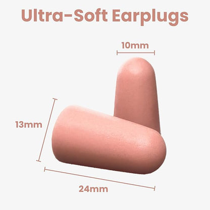 SnoozePlugs Ultra Soft Foam Earplugs for Sleeping, 60 Pairs Comfortable Foam Ear Plugs for Side Sleepers- 33db NRR Nightime Earplugs for Snore Blocking, Noise Canceling Sleep