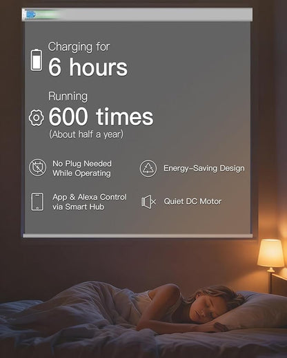 Motorized Roller Shade with Remote Control, Blackout Electric Shade for Windows Compatible with Alexa Google via Hub, Rechargeable Smart Window Blind Customized Size (Vinyl Dark Grey)