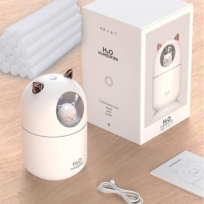 Small Humidifier 2PCS Cute Portable Cool Mist Humidifier with 12 Filter Sticks 7 Color Night Light USB Air Humidifiers for Bedroom Office Desk,Car,Travel (Pink+White+12 Filter Sticks)