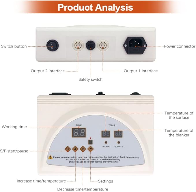 Infrared Sauna Blanket Controller, Digital Heat 2 Zone Sauna with Remote Control, Professional Detox Anti Ageing Beauty Machine, Sauna Blanket Replacement Parts (NOT Included Blankets)