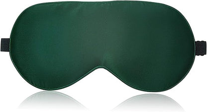 MMCTION Silk Sleep Eye Mask Ultra Comfortable Soft Eye Covers Night Mask Blackout Blindford Eye Shades for Sleeping with Adjustable Strap for Women Men Green