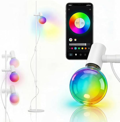 Smart Floor Lamp, LED Bulb Corner Lamp 270° Swivel Head Works with Alexa Google Home, Floor Lamps with Music Sync, 16 Million DIY Colors, Color Changing Standing Lamp for Bedroom Living Room, White