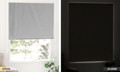 LazBlinds 100% Blackout Roller Shades, No Tools No Drill Cordless Blinds for Windows, Thermal Insulated UV Protection Privacy Window Shades for Bedroom (48''W x 72''H, Grey)