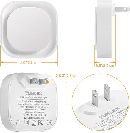 6 Pack Warm White Night Light, Gentle Eye-Care with Dimmable Soft Glow & Indirect Reflection, Auto Dusk to Dawn Sensor, Plug in Nightlight for Nursery, Kids Room, Bedroom, Hallway