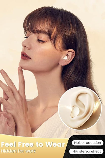 Invisible Mini Sleep Earbuds Wireless Bluetooth, Ultra-Light Comfort Fit Sleep Headphones for Side Sleepers, Soft in-Ear Ear Plugs for Sleeping Small Ears Gym-Off White