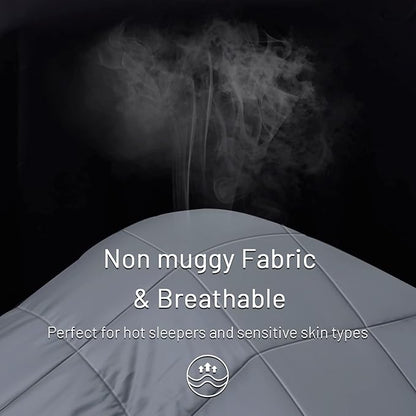 NEXHOME PRO Organic Natural Viscose from Bamboo Cooling Comforter,Light Grey 106" x 90" King Lightweight Down Alternative Cool Duvet Insert,Summer Bedding Blanket Cool for Hot Sleepers,8 Corner Tabs
