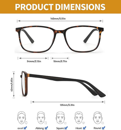 Reading Glasses for Men,Blue Light Blocking Readers for men with Comfort Spring Hinge