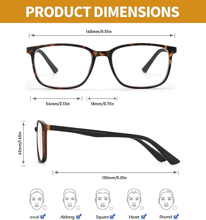 Reading Glasses for Men,Blue Light Blocking Readers for men with Comfort Spring Hinge