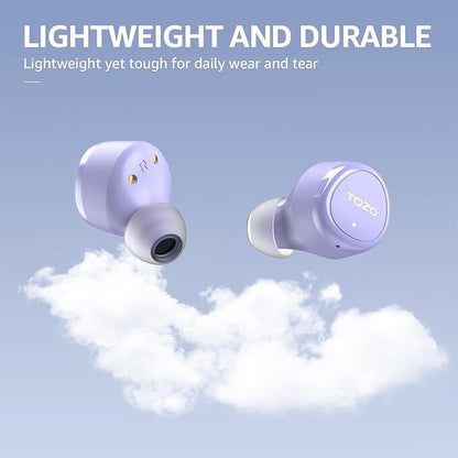 TOZO Wireless Earbuds Build in Mic Clear Calls Ergonomic Light Weight Bluetooth 5.3 in Ear Headphones Waterproof Premium Stereo Sound Ear Buds 30H Playtime with 32 EQs via APP