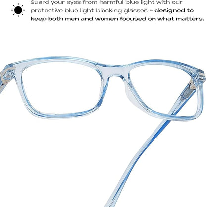 Readerest Blue Light Blocking Glasses – Thin Reflective Lens, Anti-Glare Computer Eyeglasses, UV Protection, Eye Strain Relief (Light Blue, 2.25 Magnification)