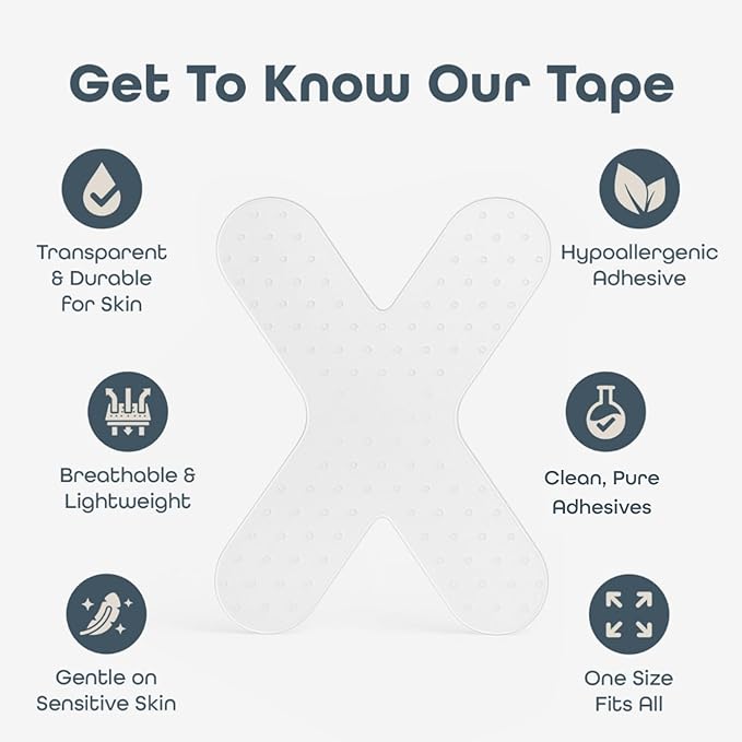 Clean Tape Co | 128 Count Premium X Tape - Pain Free Removal, No Residue, Gentle Transparent for Wound Dressing & Blister Prevention - Latex Free & Gentle On Skin