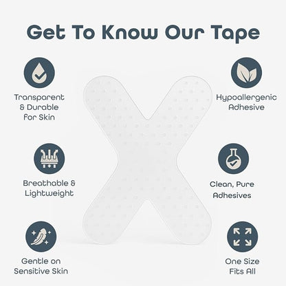 Clean Tape Co | 128 Count Premium X Tape - Pain Free Removal, No Residue, Gentle Transparent for Wound Dressing & Blister Prevention - Latex Free & Gentle On Skin