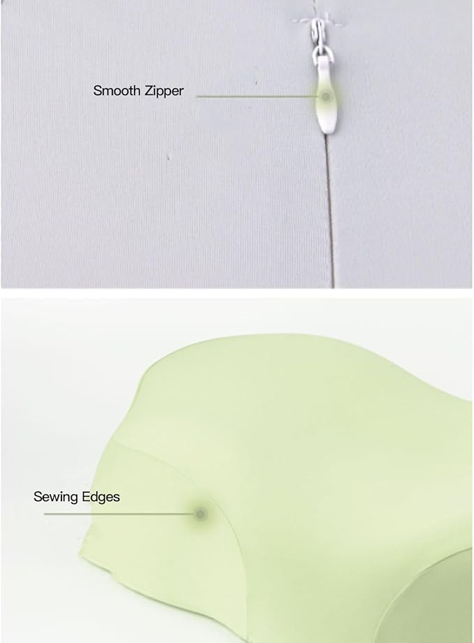 Memory Foam Pillow, 2 Height Adjustable Ergonomic Contour Slow Rebound Adults Cervical Traction Pillow with Breathable Pillowcase for Head Shoulder Back Support