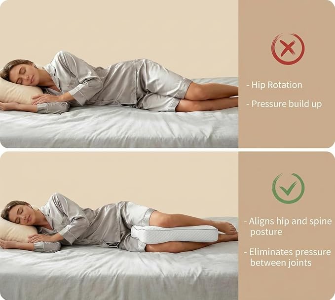 goprety Knee Pillow for Side Sleepers – Relieve Hip, Back & Sciatica Pain, Support Spine Alignment for Better Sleep