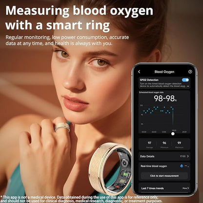R10 Smart Ring, Smart Health Ring for Women, Features Heart Rate, Blood Oxygen, Sleep Monitoring, Pedometer, and Fitness Tracker, No Subscription Fee. (Rose Gold, 10#)