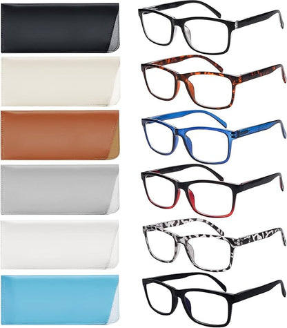 SIGVAN 6 Pack Reading Glasses for Women Men Blue Light Blocking,Spring Hinge Anti Eyestrain/Glare Computer Readers (6 Mix, 2.50)
