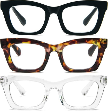 REAVEE Oprah Style Reading Glasses for Women, Blue Light Blocking Stylish Oversized Computer Readers Spring Hinge