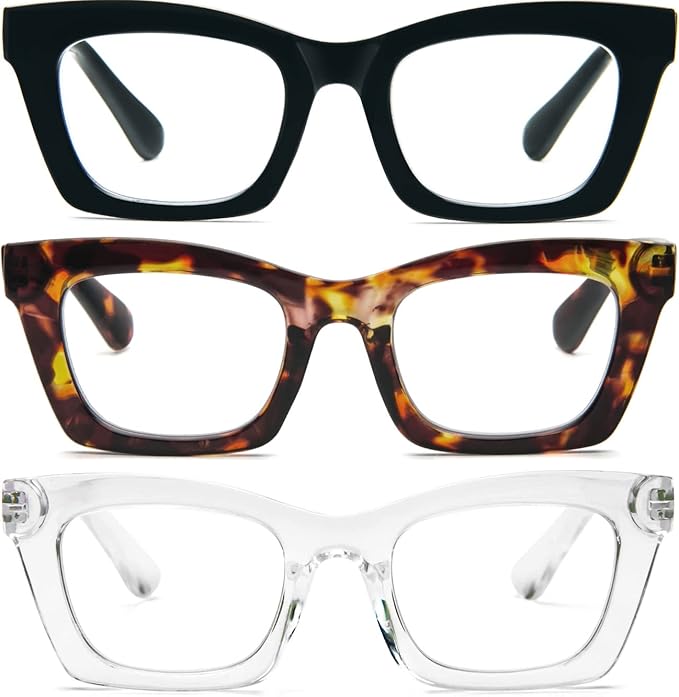 REAVEE Oprah Style Reading Glasses for Women, Blue Light Blocking Stylish Oversized Computer Readers Spring Hinge
