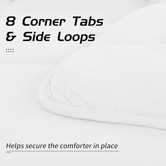 HOMBYS Oversized King Comforter 128x128, Lightweight Quilted Down Alternative Duvet Insert for All Season,White,8 Corner Tabs