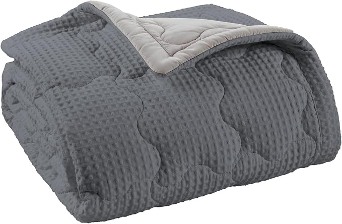 ZZZhen Weighted Blanket - High Breathability - 48''72'' 15LB - Premium Heavy Blankets - Calm Sleeping for Adult and Kids, Durable Quilts Waffle Grey, 48''72'' - 15LB