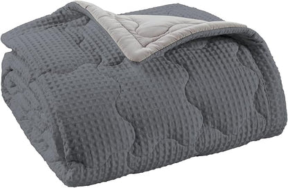 ZZZhen Weighted Blanket - High Breathability - 48''72'' 15LB - Premium Heavy Blankets - Calm Sleeping for Adult and Kids, Durable Quilts Waffle Grey, 48''72'' - 15LB