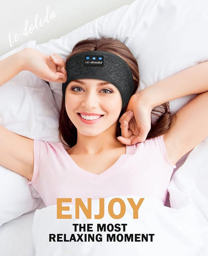 LC-dolida Sleep Headphones Headband Bluetooth 5.4, Headband Earphones Wireless with USB C Charge Port, Sleep Mask for Sleeping, Sports, Gifts, Workout, Jogging, Yoga, Insomnia, Air Travel, Meditation