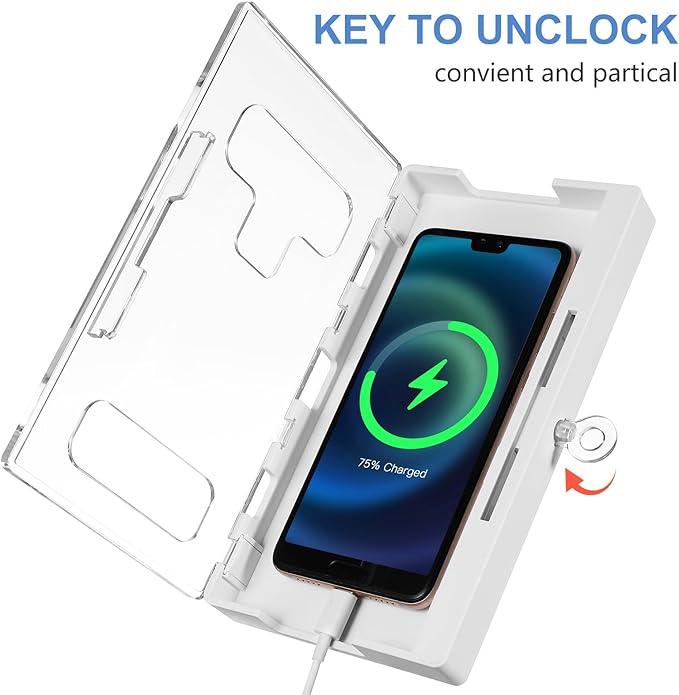 Cell Phone Lock Box, Portable Phone Locker Case with 2 Keys, Transparent Mobilephone Jail Storage Box for Kids Students Adults Focus, Screen Self-control Timed Locking Container