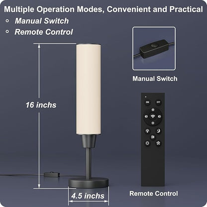 Table Lamp with Remote，Bedside Lamps for Night Stands, Nightstand Lamp with Adjustable Brightness (10%-100%) and Color Temperature (3000k-6000k),Small Lamp for Bedroom Living Room Office (black)