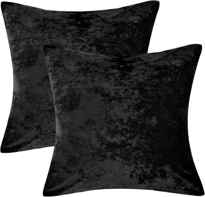 PHF Truly Velvet Euro Sham, 26"x 26",No Insert, 2 Pack Color Gradient Euro Throw Pillow Covers, Ultra Soft Cozy Pillow Covers for Luxurious Home Decorative, No Shedding, No Pilling, Black
