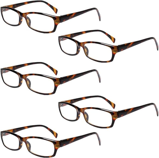 Henotin 5-Pack Reading Glasses Blue Light Blocking Anti Eyestrain Computer Reading Glasses for Women and Men Readers (5 Pack Tortoise, 2.00, Diopters)