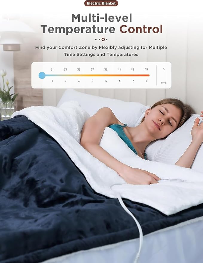 Heated Blanket,Soft Flannel Heated Throw Blanket,Fast Heating Electric Throw Blanket with 8 Heating Levels,9 Hours Auto Shut Off,Home Sleep Electric Blanket Throw, A Thoughtful Gift for Elders