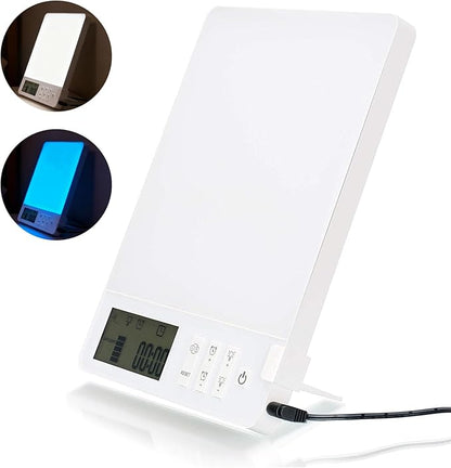 BAOMING Light Therapy Lamp 10000 Lux Brightness-UV Free,Blue Lighting Improve Sleep Quality,Whit Lighting Imitation of Sunlight,Display,4 Periods Timer Function,5 Levels Brightness Adjustment, 1-Pack