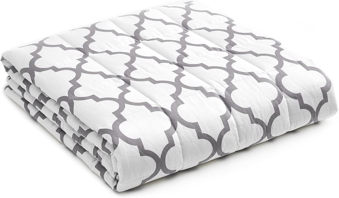 YnM Weighted Blanket,Heavy 100 Percent Oeko-Tex Certified Cotton Material, Bed Blanket for One Person of 160lbs, Ideal for Queen/King Bed (60x80 Inches, 17 Pounds, Lattice Scroll)