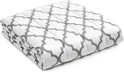 YnM Weighted Blanket,Heavy 100 Percent Oeko-Tex Certified Cotton Material, Bed Blanket for One Person of 160lbs, Ideal for Queen/King Bed (60x80 Inches, 17 Pounds, Lattice Scroll)