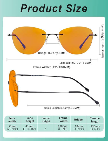 Eyekepper 10 Pack Orange tinted Rimless Pilot Blue Light Blocking Glasses for Women Ladies Readers Computer Eyeglasses +1.75
