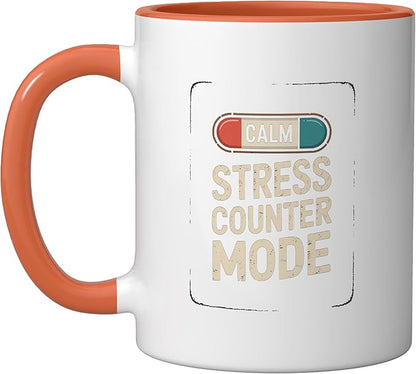 Relaxation Breathing Vagus Nerve Stimulation Stress Relief Ceramic Mug, Orange/White