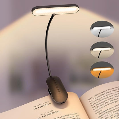 TATAANTY Book Light for Reading at Night- Eye Caring 3 Color Modes&Stepless Dimming LED Book Reading Light,Rechargeable 70Hrs Lasting Runtime Lightweight Clip-on Book Light for Book Lover,'25Upgrade