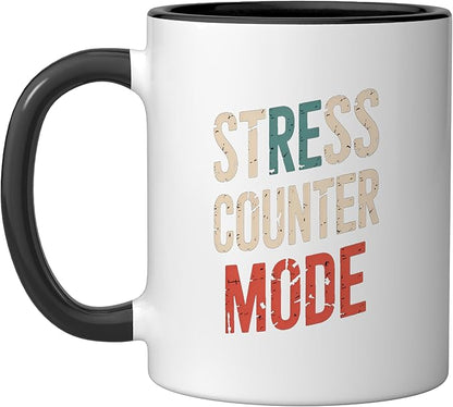 Relaxation Breathing Vagus Nerve Stimulation Stress Relief Ceramic Mug, Black/White