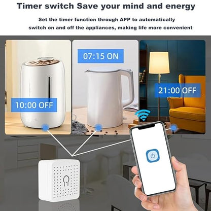 EweLink 16A Mini WiFi Relay Module Smart Switch,DIY Wireless Light Switch Voice Control Outlet for Smart Home Automation，Compatible with Alexa/Google Home(2 Packs)