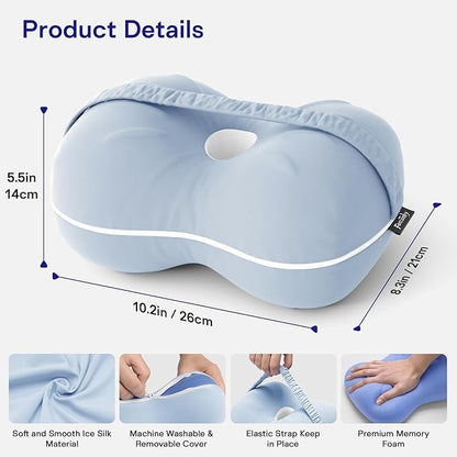 Leg & Knee Pillow for Side Sleepers - Smooth Spine Alignment Pillow - Memory Foam Knee Pillows for Back Hip Pain, Spine Aligning, Sciatica, Surgery Recovery, Pregnancy