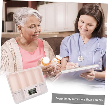NOLITOY Smart Portable Medicine Organizer with Timed Reminder for Seniors Durable Compartments Case with Alarm Function for Daily Medication Management